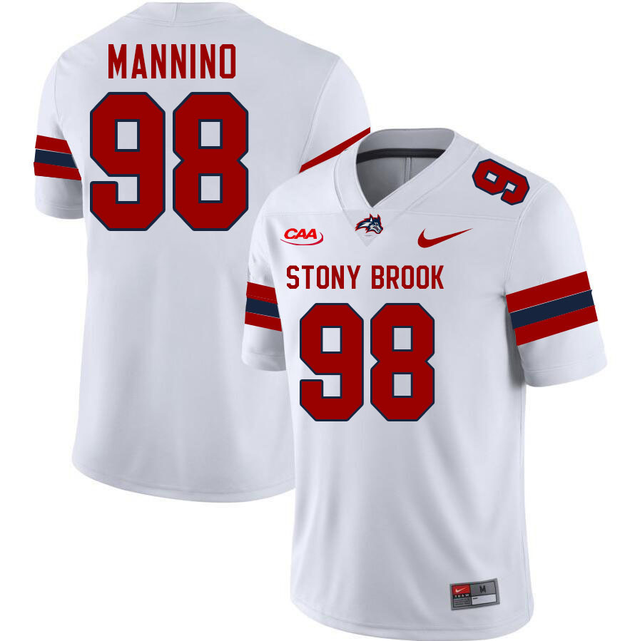 Stony Brook Seawolves #98 Michael Mannino College Football Jerseys,Uniforms-White